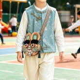 Hand-Embroidered Chinese-Style Lion Dance Shoulder Bag