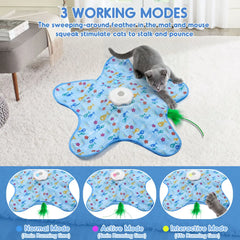 Automatic Wireless Smart Cat Toy 360° Rotation Smart Sensor Hide And Seek Cat Toy Artificial Feathers Cat Toy Pet Supplies 