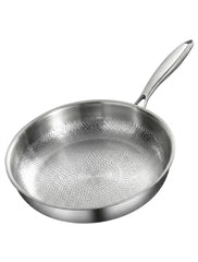 Non-Stick Titanium Coated Flat Bottom Pan, Heavy Duty Hammered Titanium Frying Pan For Home Use