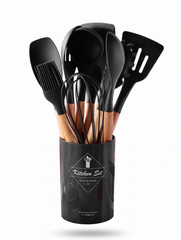 44pcs/Set Wooden Handle Silicone Kitchen Utensil Set, Heat Resistant Non-Stick Cookware, Suitable For Cooking And Baking, Ideal For Christmas