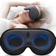 Weighted Sleep Mask, Women Men 3D Blocking Lights Sleeping Mask (4.2oz/120g), Pressure Relief Night Sleep Eye Mask with Adjustable Strap, Eye Cover Blindfold for Travel Nap Yoga, Black
