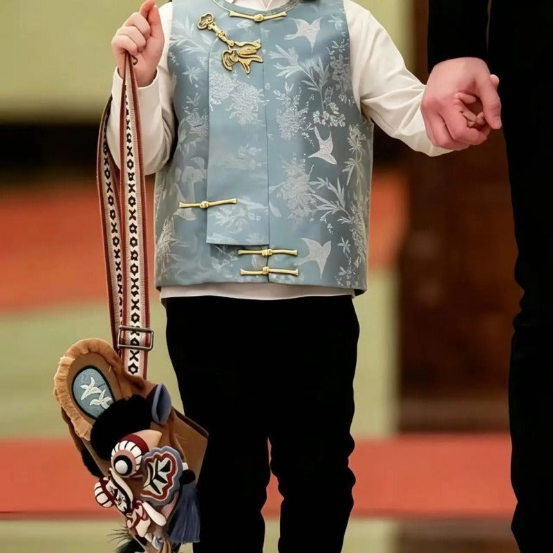 Hand-Embroidered Chinese-Style Lion Dance Shoulder Bag