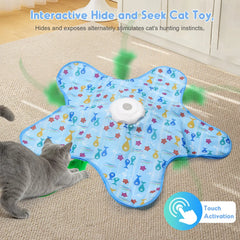 Automatic Wireless Smart Cat Toy 360° Rotation Smart Sensor Hide And Seek Cat Toy Artificial Feathers Cat Toy Pet Supplies ﻿