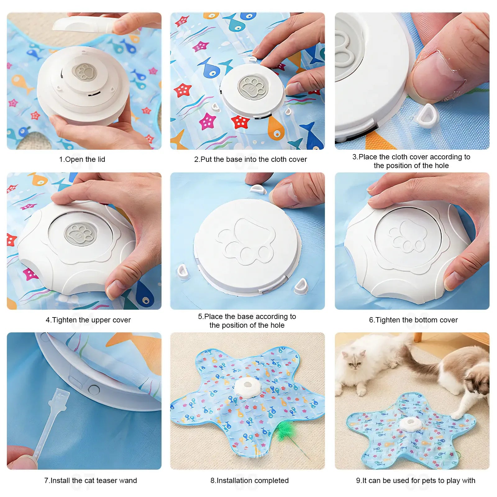Automatic Wireless Smart Cat Toy 360° Rotation Smart Sensor Hide And Seek Cat Toy Artificial Feathers Cat Toy Pet Supplies ﻿