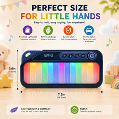 Toddler Pocket Mini Piano with Rainbow Lights | 13 Keys Interactive Travel Musical Toy, Lullabies & Teaching Songs, Birthday Gift for 1-6 Years Old Boys Girls
