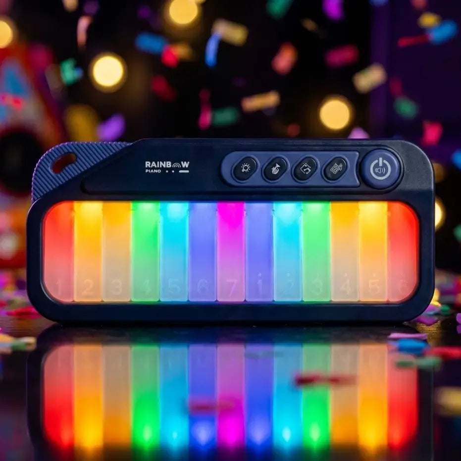 Toddler Pocket Mini Piano with Rainbow Lights | 13 Keys Interactive Travel Musical Toy, Lullabies & Teaching Songs, Birthday Gift for 1-6 Years Old Boys Girls