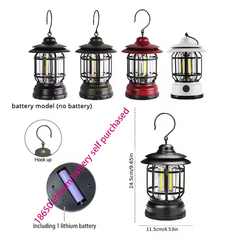 Rechargeable camping light with stepless dimming, retro camping light, horse light, tent camping light