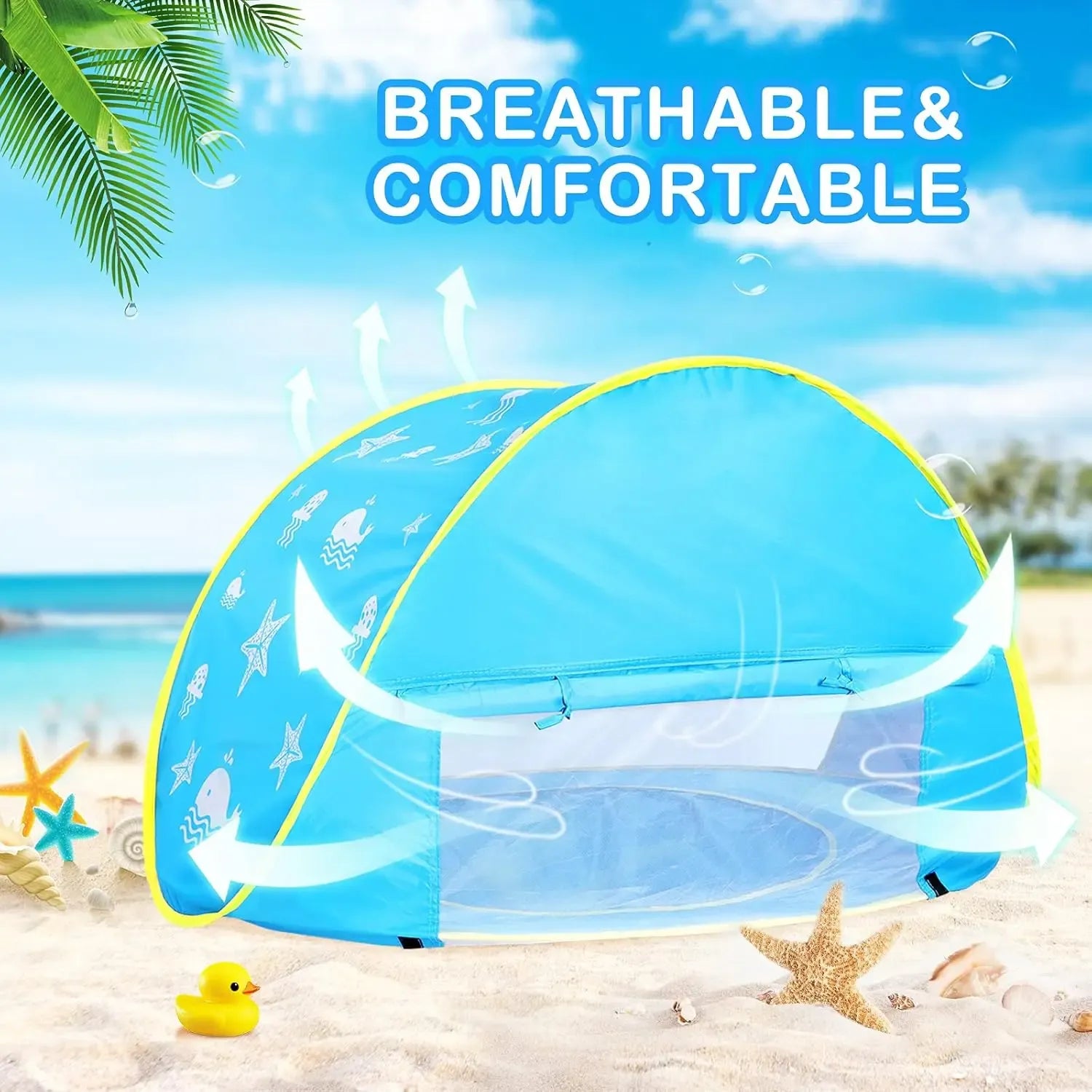 Summer Beach Tent for Kids Blue Pop up Play Tent Sun Shelter UV Protection Playhouse Indoor Outdoor Game Perfect Toy Gift Fun