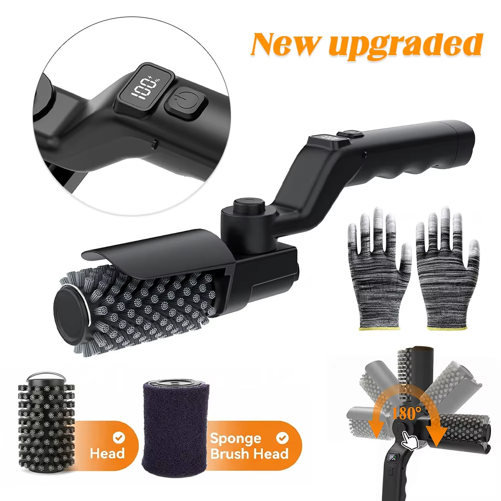 BBQ Grill Brush 3-Speed Settings Electric Grill Brush,180° Adjustable Head,90 Mins Grill Cleaner for Outdoor Griddles Smokers