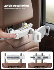 Lamicall Car Headrest Tablet Holder - [Extension Arm] Upgrade Adjustable Tablet Car Mount for Back Seat, Road Trip Essentials for Kids, for 4.7-11" Device like iPad Pro, Air, Mini, Galaxy, Fire, White
