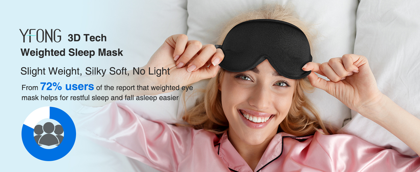 Weighted Sleep Mask, Women Men 3D Blocking Lights Sleeping Mask (4.2oz/120g), Pressure Relief Night Sleep Eye Mask with Adjustable Strap, Eye Cover Blindfold for Travel Nap Yoga, Black