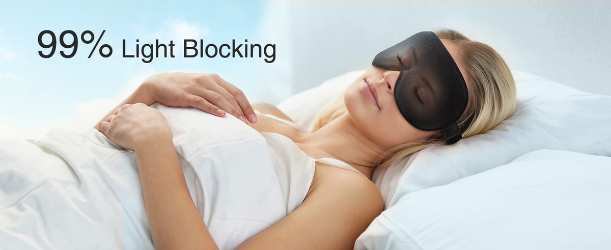 Weighted Sleep Mask, Women Men 3D Blocking Lights Sleeping Mask (4.2oz/120g), Pressure Relief Night Sleep Eye Mask with Adjustable Strap, Eye Cover Blindfold for Travel Nap Yoga, Black