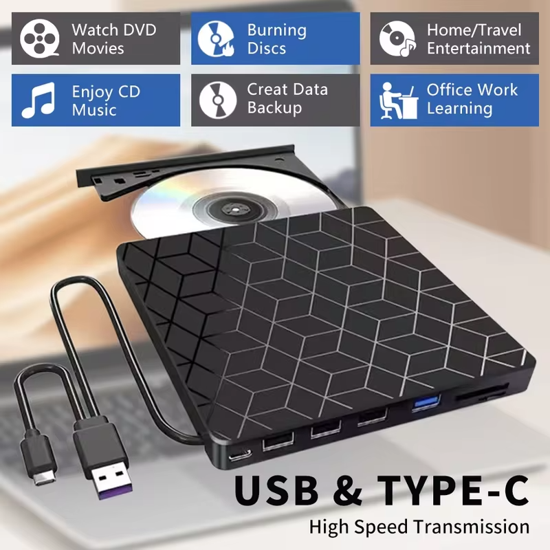 7-in-1 USB 3.0 & Type-C External DVD Drive