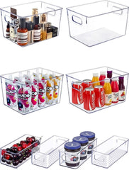 1pc/2sets Transparent Durable Storage Boxes, Stackable Large Capacity Storage Bins, Suitable For Refrigerator, Freezer, Cabinet, Pantry, Kitchen Storage Boxes And Cabinets, Kitchen Accessories, Refrigerator Organizer Boxes, Snack Boxes, Spice Jars, Valent