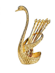 1set (7pcs) European Style Luxurious Swan-Shaped Spoon Holder, Western Restaurant Cutlery Storage, Home Kitchen Tableware Organizer, Can Hold Spoon, Fork, And Chopsticks, Kitchen, Christmas Gift,School Supplies