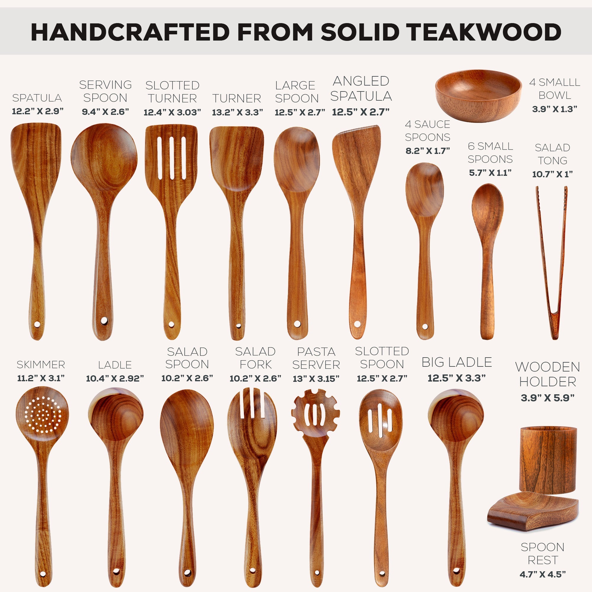 8pcs Wooden Cooking Utensil Set, Soup Spoon, Salad Fork, Long Rice Spoon, Slotted Spoon, Spatula, Utensil Holder, Kitchen Use, Rama Kitchen Essentials, Family Dining, Party Use, Housewarming Gift