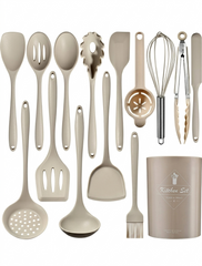 15pcs/Set Non-Stick Silicone Cookware Set, Heat Resistant Cooking Utensils Including Spatula, Ladle, High Temperature Silicone Kitchen Tools